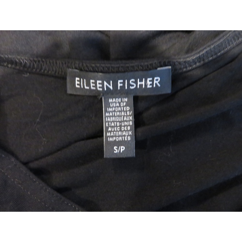 Eileen Fisher Black Long Sleeve Viscose Spandex Tunic Top Small S/P Side Slits - Picture 7 of 10